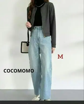 cocomomo 커브 데님 와이드 팬츠 라이트 블루 코코모모 인기