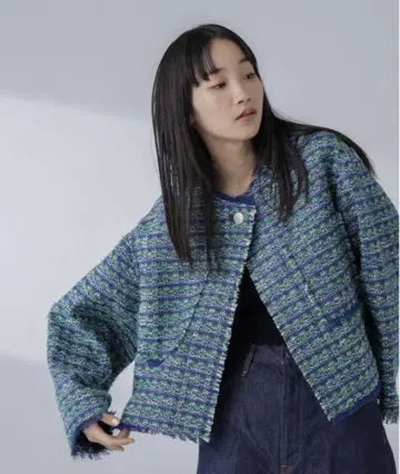 nano universe 트위드 노카라 자켓