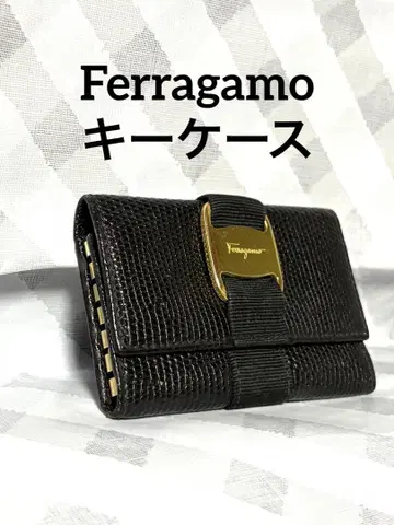 새상품급 Ferragamo 블랙 가죽 접이식 지갑 페라가모