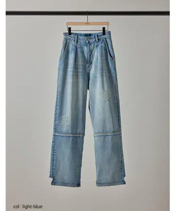 YENN HIGH RISE TUCK WIDE PANTS 라이트 블루 36
