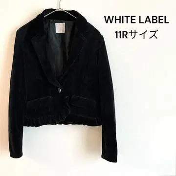 WHITE LABEL 테일러드 자켓 프릴 벨로아 블랙 포멀