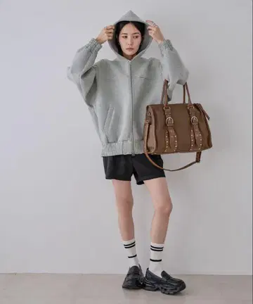 JEANASIS 종이상자 BIG 후드 블루종 그레이
