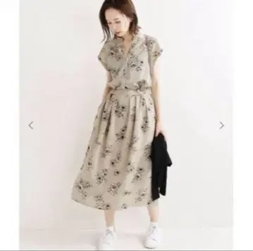 IENA 스트라이프 플라워 셔츠 원피스 38
