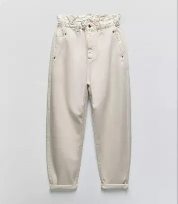 ZARA BAGGY 페이퍼백 데님 팬츠 화이트