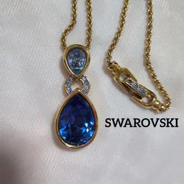 SWAROVSKI 스와로브스키 목걸이 블루 골드 체인