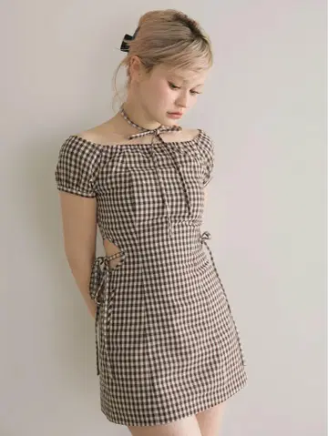 AM1289 Becky check mini dress