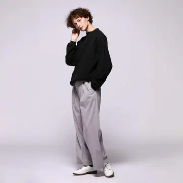 loope 코튼 투 턱 와이드 팬츠