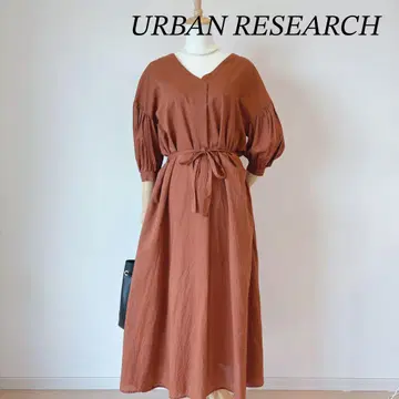 URBAN RESEARCH 코튼 보일 소매 볼륨 개더 원피스