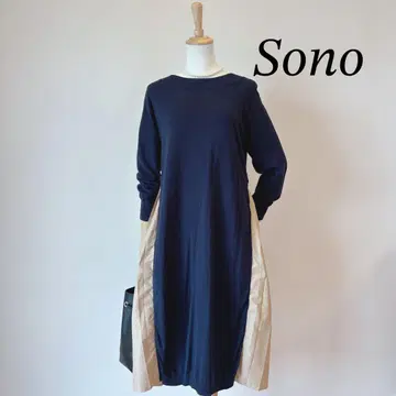 SONO 소노 백 플리츠 원피스 캐시미어 혼방 여성용