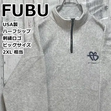 [ USA ] FUBU 후부 플리스 하프 지퍼 자수 로고 2XL 그레이