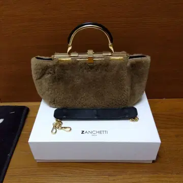 ZANCHETTI 브라운 퍼 핸드백