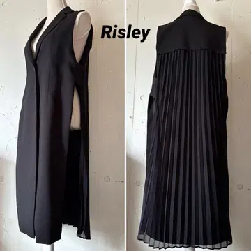 [ 새상품급 ] Risley/리즐리 백 플리츠 테일러드 베스트 롱 쉬폰
