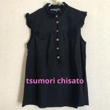 TSUMORI CHISATO 블랙 슬리브리스 셔츠