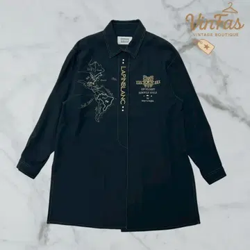 Fennymae 블랙 롱 셔츠 90s 빈티지 여성용 로고 있음