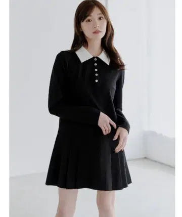SNIDEL 카라 플리츠 컷 미니 원피스