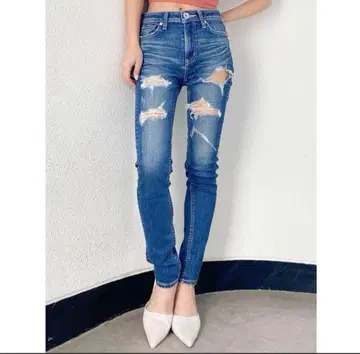 GYDA 데님 스키니 청바지 데미지 가공