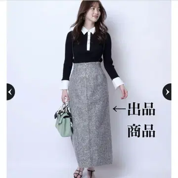 재스그리티 서스펜더 부착 타이트 스커트 블랙 믹스