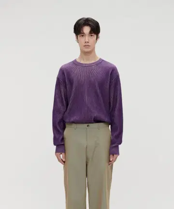 LEMARD 투톤 대각선 라운드 니트
