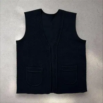 베스트 니트 블랙 vintage 트레디셔널 V넥 레이어드 블랙 무지