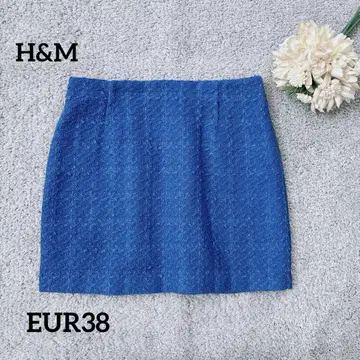 H&M 미니 스커트 사다리꼴 타이트 선명한 블루 트위드풍 EUR38