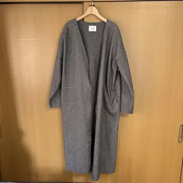 브라운 트위드풍 롱 코트