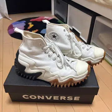 Converse 한국 한정판 란스타 모션 하이컷 통굽 스니커즈 화이트