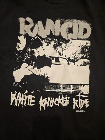 레어 RANCID 화이트 너클즈 라이드 T셔츠 M 사이즈