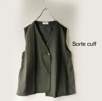 새상품할인* Sorte cuff 카키*헤링본i헴 베스트 지레 44