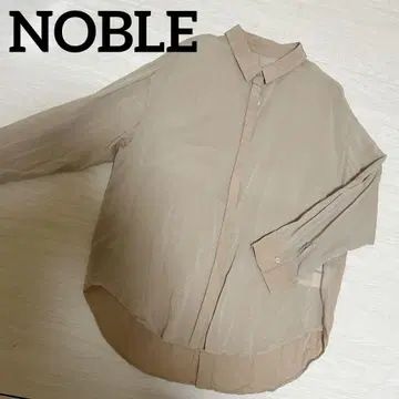NOBLE 베이지 긴팔 셔츠 레귤러 카라 시어 셔츠