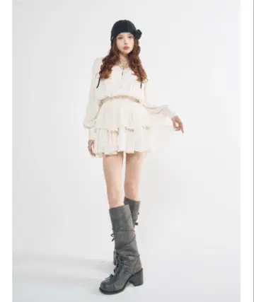 플러피 프릴 미니 원피스