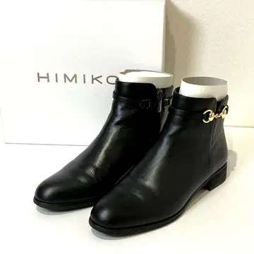 컨디션 최상 히미코 HIMIKO 비트 모티브 숏부츠 골드 금장 장식 가죽