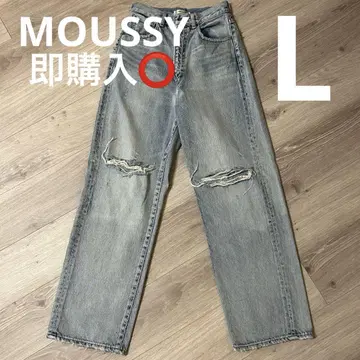 MOUSSY 데님 데미지 하이웨스트 구제 의류