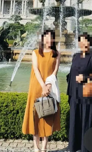 noble 사이드 랩 롱 원피스 오렌지 카멜 브라운