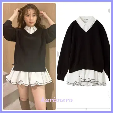 완판 색상 신상 새상품 LILY BROW 셔츠 도킹 프릴 미니 원피스