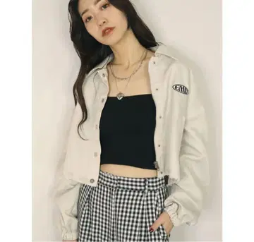 EMODA 나일론 숏 블루종 화이트 프리 사이즈