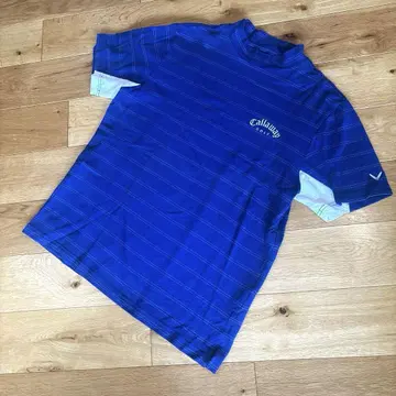 Callaway 세련된 자수 로고 보더 무늬 모크넥 셔츠 L 사이즈