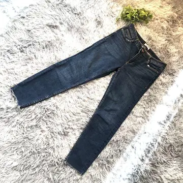 ZARA [M 상당] 스키니 데님 컷오프 밑단 스트레치 다크 블루