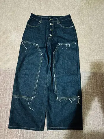다크 블루 와이드 레그 데님 새상품급
