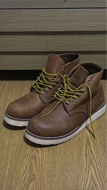 Red Wing 브라운 워크 부츠 끈 없음