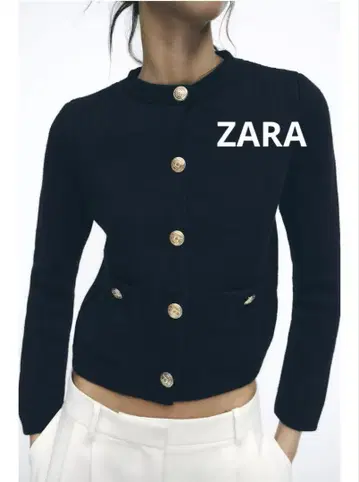 ZARA 네이비 골드 버튼 니트 가디건