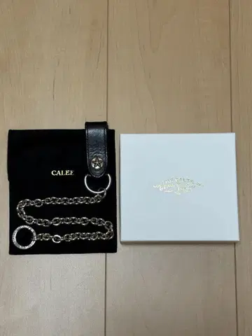 CALEE 칼리 천연 가죽 지갑 체인 새상품급