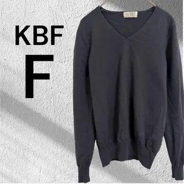 KBF 니트 스웨터 긴팔 얇은 소재 울 100% 그레이 블랙