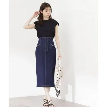 프로포션 바디 드레싱 하이웨스트 데님 타이트 스커트 S