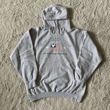 90s 월트디즈니 월드 아메리칸 후드티 구제 의류 그레이 성조기