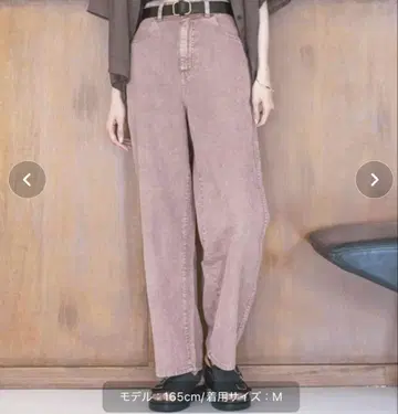 글로벌 워크 팬츠 데님 컬러 데님 핑크 배기 팬츠