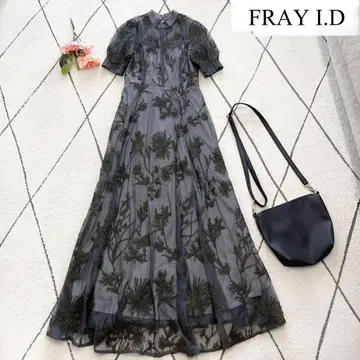 [ 새상품급 ] FRAY I.D 코드 자수 드레스 자수 튤 원피스