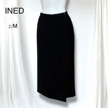 컨디션 최상 INED 일본제 랩스커트 조 롱 블랙 포멀 관혼상제