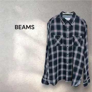 BEAMS 빔즈 *체크 레귤러 셔츠 블랙 L