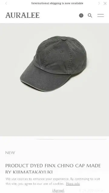 AURALEE PRODUCT DYED FINX CHINO CAP