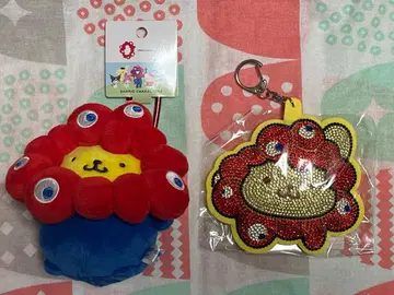 오사카 엑스포 먁먁 폼폼푸딩 반짝이 가죽 키링 봉제 인형